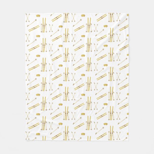 Gouden ski's en palen | Retro skipatroon Fleece Deken (Voorkant)