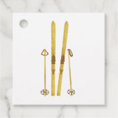 Gouden ski's en palen | Retro skivakantie Bedankjes Labels (Voorkant)