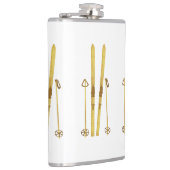 Gouden ski's en palen |  ski-illustratie heupfles (Rechts)