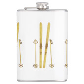 Gouden ski's en palen |  ski-illustratie heupfles (Voorkant)