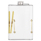 Gouden ski's en palen |  ski-illustratie heupfles (Achterkant)