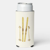 Gouden ski's en palen |  skicrème seltzer blikjeskoeler (Seltzer Achterkant)