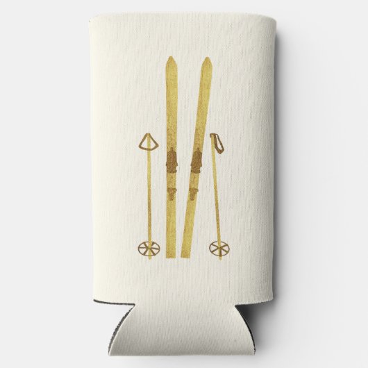 Gouden ski's en palen |  skicrème seltzer blikjeskoeler (Achterkant)