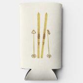 Gouden ski's en palen |  skicrème seltzer blikjeskoeler (Voorkant)