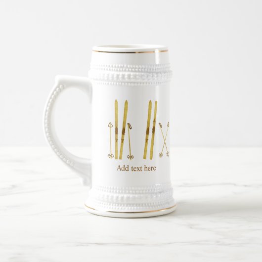 Gouden ski's Polen |  Ski Illustration Cream Bierpul (Links)