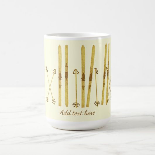 Gouden ski's Polen |  Ski Illustration Cream Koffiemok (Center)
