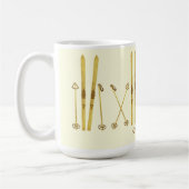 Gouden ski's Polen |  Ski Illustration Cream Koffiemok (Links)