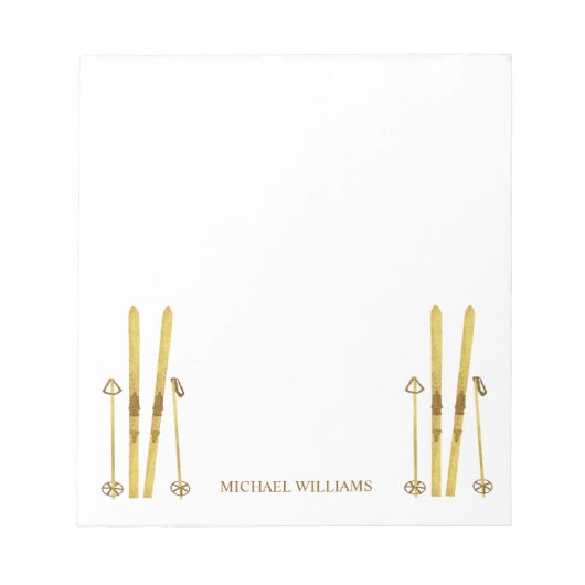Gouden ski's Polen |  Ski Illustration Cream Notitieblok (Voorkant)