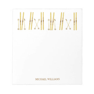 Gouden ski's Polen    Ski Illustration Cream Notitieblok