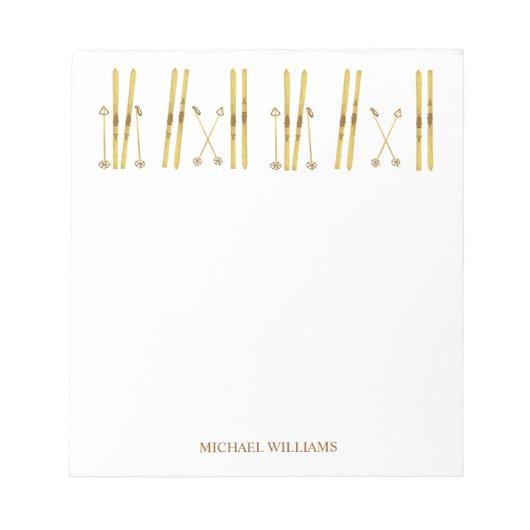 Gouden ski's Polen | Ski Illustration Cream Notitieblok (Voorkant)