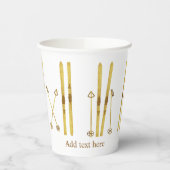 Gouden ski's Polen |  Ski Illustration Cream Papieren Bekers (Links)