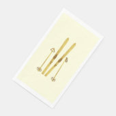 Gouden ski's Polen | Ski Illustration Cream Servet (Hoek)