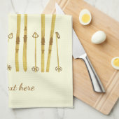 Gouden ski's Polen |  Ski Illustration Cream Theedoek (Quarter Fold)