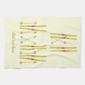 Gouden ski's Polen |  Ski Illustration Cream Theedoek (Horizontaal)