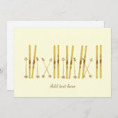 Gouden ski's |  Ski Cream Winter Feestdagenkaart (Voorkant / Achterkant)