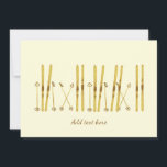 Gouden Skis | Vintage Ski Cream Winter Feestdagenkaart<br><div class="desc">Moderne alpineski,  skisport,  skier-thema ontwerp met gouden skis en gouden stokken. Eenvoudige feestelijke vakantie goud skii-illustratie voor ski-liefhebbers.</div>