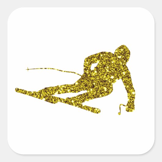 Gouden Skisticker Vierkante Sticker (Voorkant)