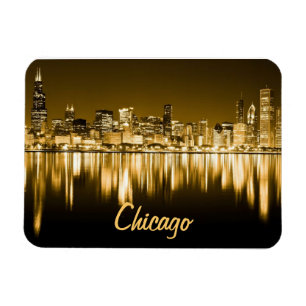 gouden skyline magneet van Chicago