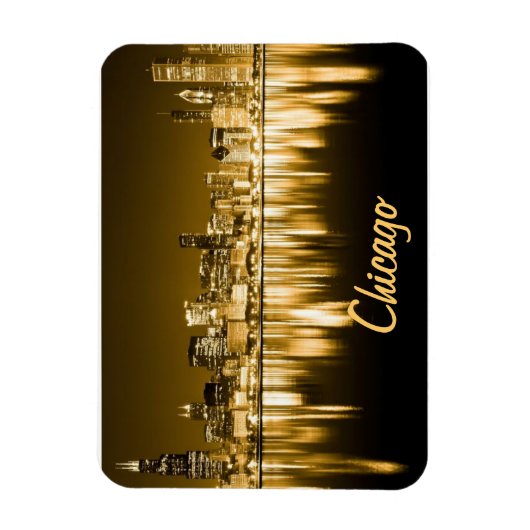 gouden skyline magneet van Chicago (Verticaal)