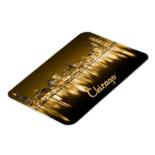 gouden skyline magneet van Chicago (Linkerzijde)