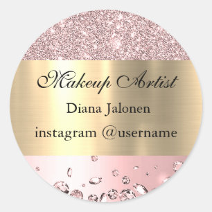 Gouden Slagen Marmer Schoonheidssalon Roze Spa Mak Ronde Sticker