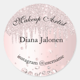 Gouden Slagen Marmer Schoonheidssalon Roze Spa Mak Ronde Sticker