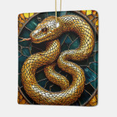 Gouden slang glas in lood keramisch ornament (Links)