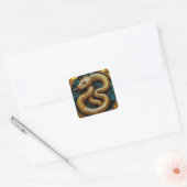 Gouden slang glas in lood vierkante sticker (Envelop)