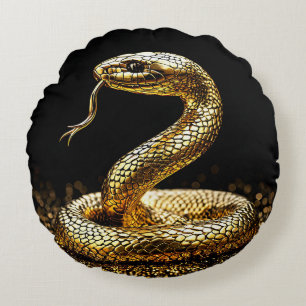 Gouden slang mystieke ronde decoratieve kussen