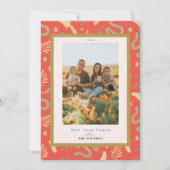 Gouden Slang & Paddenstoel 2 Foto Chinees Nieuwjaa Feestdagenkaart (Voorkant)