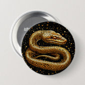 Gouden slang ronde button 7,6 cm (Voorkant /achterkant)