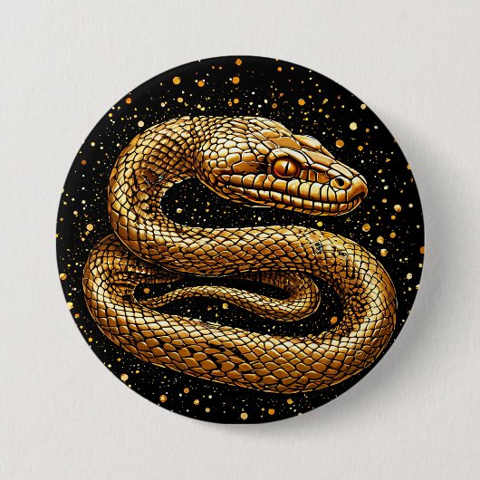 Gouden slang ronde button 7,6 cm (Voorkant)