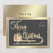 Gouden slede kalligrafie op maat logo feestdagenkaart (Voorkant / Achterkant)