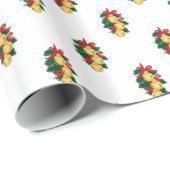 Gouden Sleigh Bells Christmas Garland Red Ribbons Cadeaupapier (Rol Hoek)