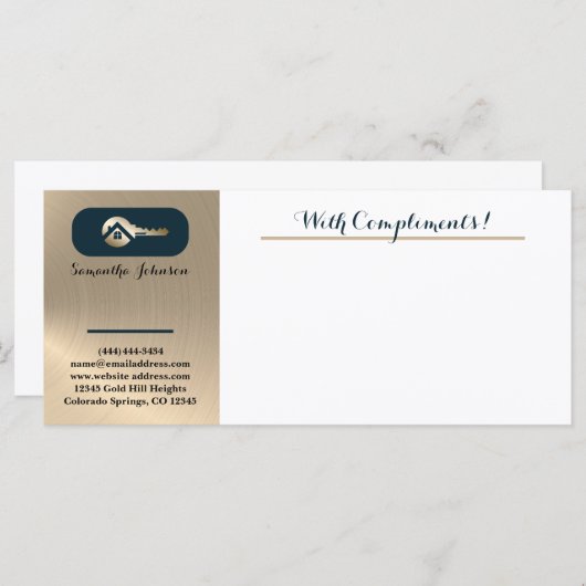 Gouden Sleutel Blauwspar Makelaar Met Compliment S (Voorkant / Achterkant)