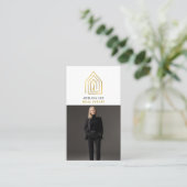 Gouden Sleutel Foto Real Estate Agent QR Code Wit Visitekaartje (Staand voorkant)