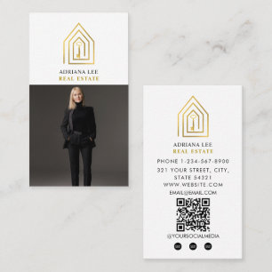 Gouden Sleutel Foto Real Estate Agent QR Code Wit Visitekaartje