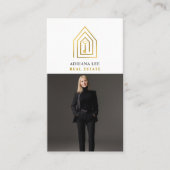 Gouden Sleutel Foto Real Estate Agent QR Code Wit Visitekaartje (Voorkant)