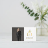 Gouden Sleutel Foto Real Estate Agent QR Code Wit Visitekaartje (Staand voorkant)