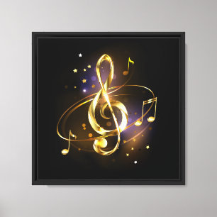 Gouden Sleutel Muziek Canvas Afdruk