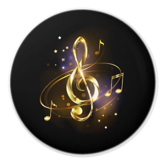 Gouden Sleutel Muziek Keramische Knop (Voorkant)