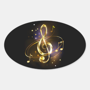 Gouden Sleutel Muziek Ovale Sticker
