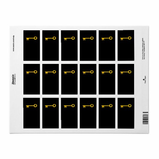 Gouden sleutel op zwart. Custom Etiket (Full Sheet)