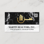 Gouden sleutel van de stad Logo | zwart marmer Visitekaartje (Voorkant)