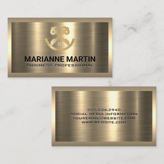 Gouden Sleutels | Vastgoedlogo | Metaalachtig Visitekaartje (Voorkant / Achterkant)