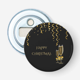 Gouden Slierten & Champagne Kerstmis Button Flesopener