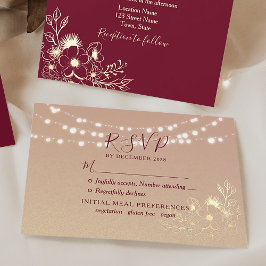 Gouden Slingerlichten Bourgondië RSVP-kaart RSVP Kaartje