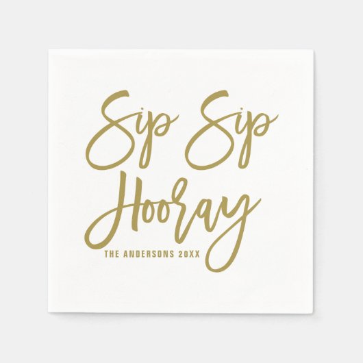 Gouden slok Hooray Hand geletterde papieren servet (Voorkant)