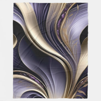 Gouden Sluier - Luxe Goud en Paarse Abstracte Kuns Fleece Deken
