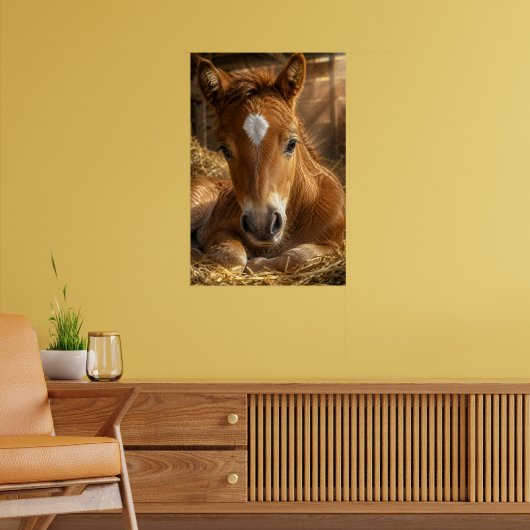 Gouden Sluimering zachte Veulen Poster (Woonkamer 2)
